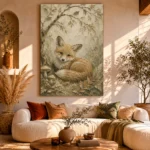 Earthy Beige Fox Cub Woodland Nursery Wall Art Canvas Print - Image 11