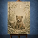 Ivory & Moss Sage Bear Woodland Nursery Wall Art Canvas Print - Image 2