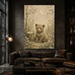 Ivory & Moss Sage Bear Woodland Nursery Wall Art Canvas Print - Image 5