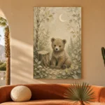 Ivory & Moss Sage Bear Woodland Nursery Wall Art Canvas Print - Image 6