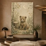 Ivory & Moss Sage Bear Woodland Nursery Wall Art Canvas Print - Image 7