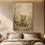 Ivory & Moss Sage Bear Woodland Nursery Wall Art Canvas Print - Image 8