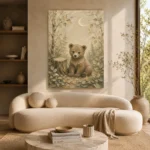 Ivory & Moss Sage Bear Woodland Nursery Wall Art Canvas Print - Image 9