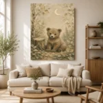 Ivory & Moss Sage Bear Woodland Nursery Wall Art Canvas Print - Image 10