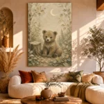 Ivory & Moss Sage Bear Woodland Nursery Wall Art Canvas Print - Image 11