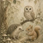 Beige & Sage Woodland Friends Woodland Nursery Wall Art Canvas Print