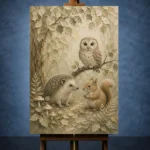 Beige & Sage Woodland Friends Woodland Nursery Wall Art Canvas Print - Image 2