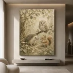 Beige & Sage Woodland Friends Woodland Nursery Wall Art Canvas Print - Image 4