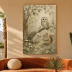 Beige & Sage Woodland Friends Woodland Nursery Wall Art Canvas Print - Image 6