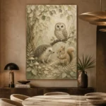 Beige & Sage Woodland Friends Woodland Nursery Wall Art Canvas Print - Image 7