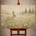 Beige and sage serene Woodland Nursery Wall Art print for elegant interiors. No text or watermarks in design.