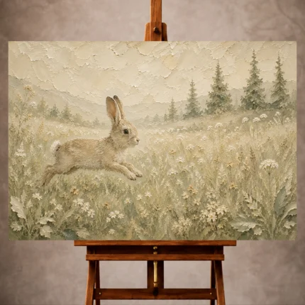 Beige and sage serene Woodland Nursery Wall Art print for elegant interiors. No text or watermarks in design.