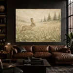 Beige & Sage Rabbit Woodland Nursery Wall Art Canvas Print - Image 4
