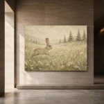 Beige & Sage Rabbit Woodland Nursery Wall Art Canvas Print - Image 6