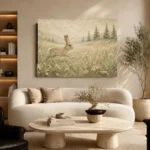 Beige & Sage Rabbit Woodland Nursery Wall Art Canvas Print - Image 7