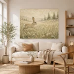 Beige & Sage Rabbit Woodland Nursery Wall Art Canvas Print - Image 8