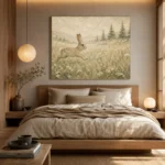 Beige & Sage Rabbit Woodland Nursery Wall Art Canvas Print - Image 9