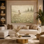 Beige & Sage Rabbit Woodland Nursery Wall Art Canvas Print - Image 10