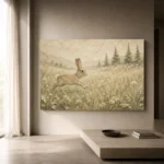 Beige & Sage Rabbit Woodland Nursery Wall Art Canvas Print - Image 11