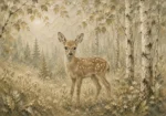 Sage & Beige Fawn Woodland Nursery Wall Art Canvas Print