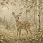 Sage & Beige Fawn Woodland Nursery Wall Art Canvas Print
