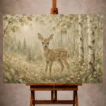 Sage and beige tender Woodland Nursery Wall Art print for elegant interiors. No text or watermarks in design.