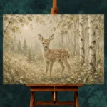 Sage & Beige Fawn Woodland Nursery Wall Art Canvas Print - Image 2