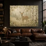 Sage & Beige Fawn Woodland Nursery Wall Art Canvas Print - Image 4