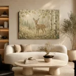 Sage & Beige Fawn Woodland Nursery Wall Art Canvas Print - Image 7