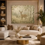 Sage & Beige Fawn Woodland Nursery Wall Art Canvas Print - Image 10