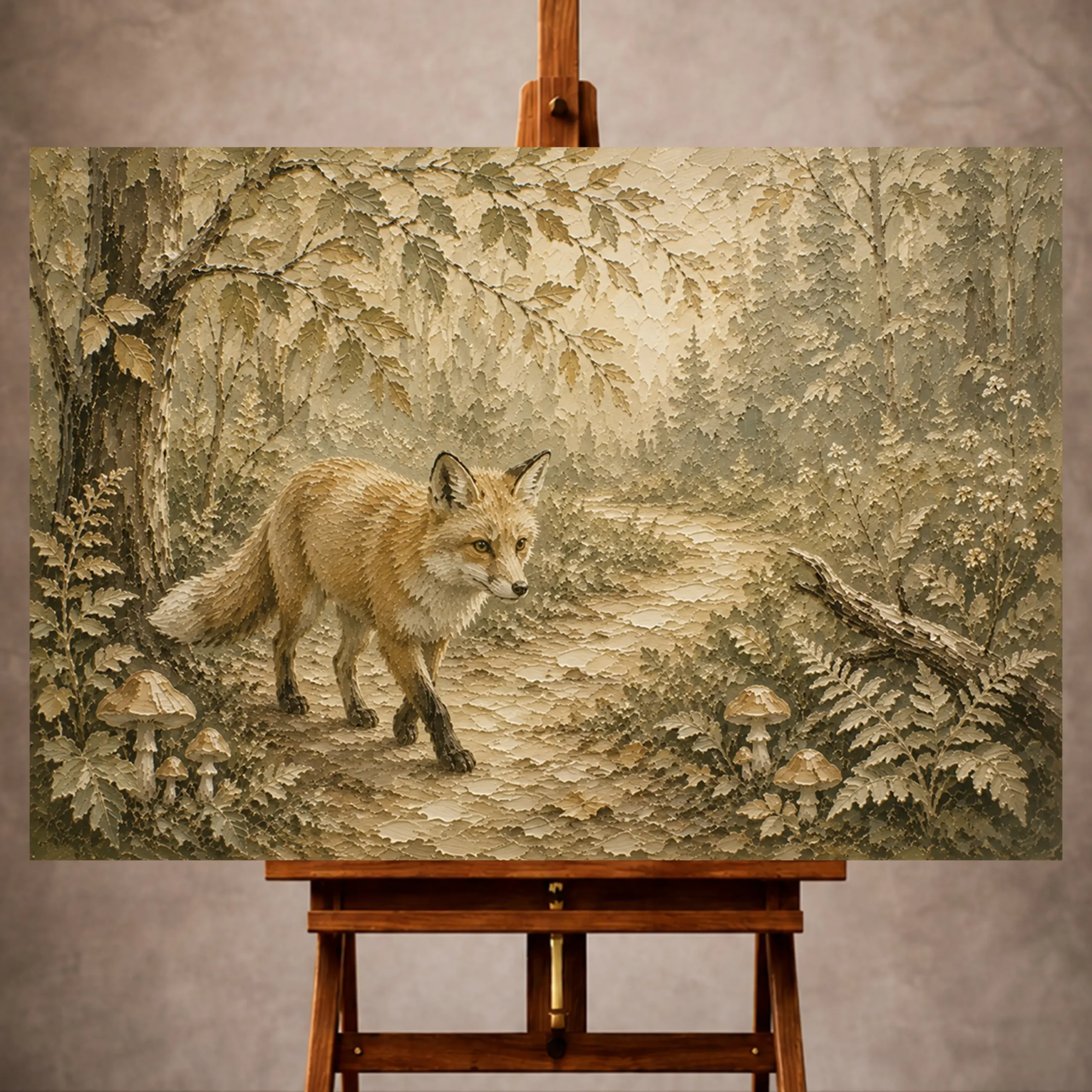 Premium Wall Art Yatay Html Edition – KIDSROOM013 Image 1 Beige and sage peaceful Woodland Nursery Wall Art print for elegant interiors. No text or watermarks in design.