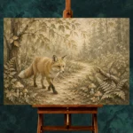Beige & Sage Fox Path Woodland Nursery Wall Art Canvas Print - Image 2