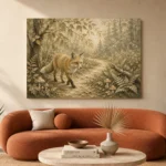 Beige & Sage Fox Path Woodland Nursery Wall Art Canvas Print - Image 3