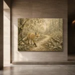 Beige & Sage Fox Path Woodland Nursery Wall Art Canvas Print - Image 6