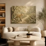 Beige & Sage Fox Path Woodland Nursery Wall Art Canvas Print - Image 7
