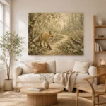 Beige & Sage Fox Path Woodland Nursery Wall Art Canvas Print - Image 8