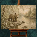 Ivory & Sage Bear River Woodland Nursery Wall Art Canvas Print - Image 2