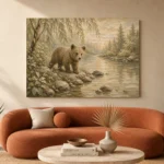 Ivory & Sage Bear River Woodland Nursery Wall Art Canvas Print - Image 3