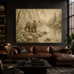 Ivory & Sage Bear River Woodland Nursery Wall Art Canvas Print - Image 4