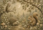 Beige & Sage Woodland Friends Nursery Wall Art Canvas Print