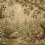 Beige & Sage Woodland Friends Nursery Wall Art Canvas Print