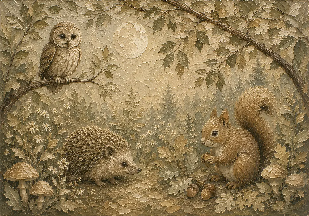 Beige & Sage Woodland Friends Nursery Wall Art Canvas Print