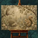 Beige & Sage Woodland Friends Nursery Wall Art Canvas Print - Image 2