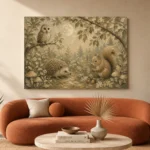 Beige & Sage Woodland Friends Nursery Wall Art Canvas Print - Image 3