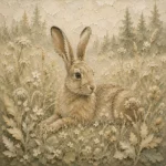 Beige & Sage Hare Woodland Nursery Wall Art Canvas Print