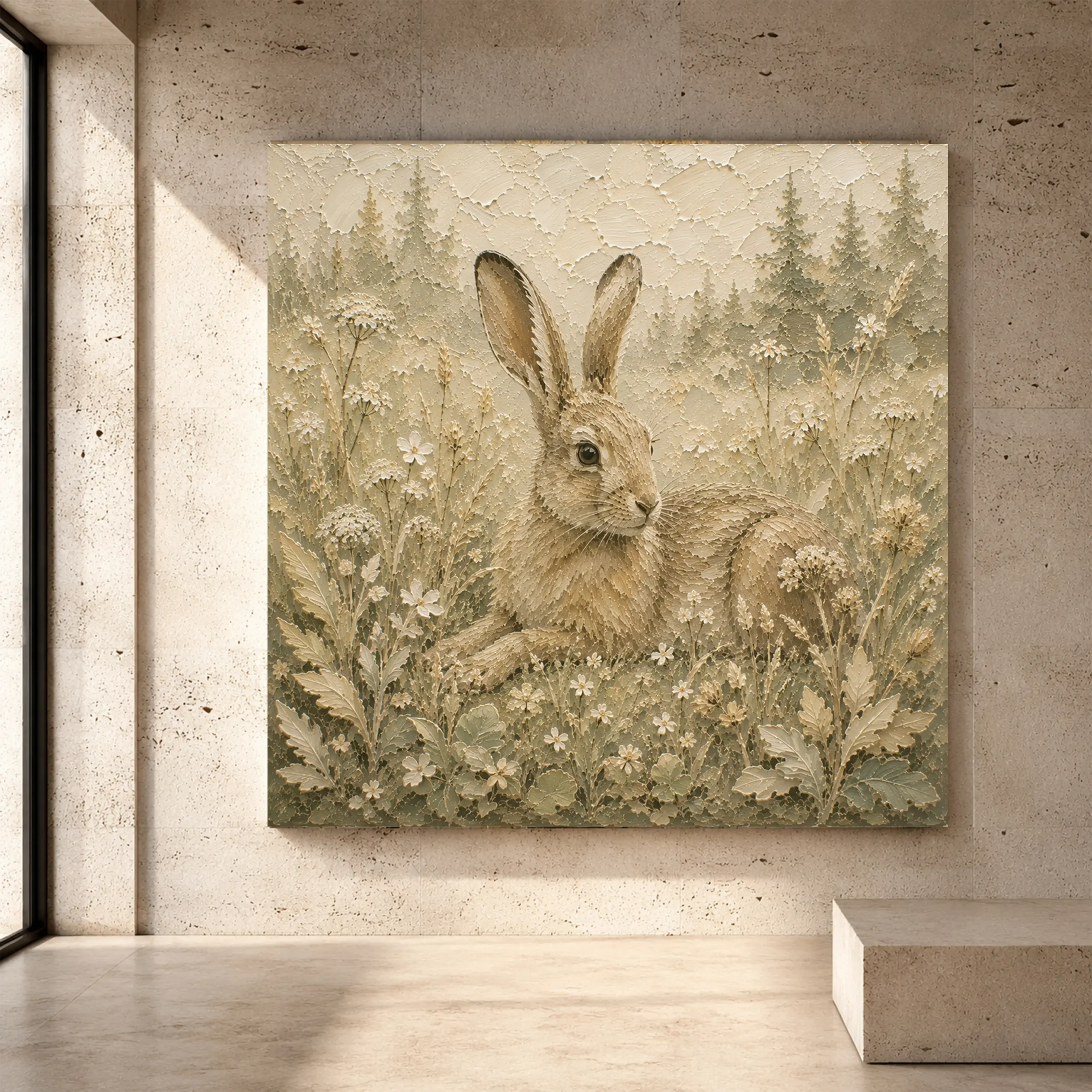 Premium Wall Art Kare Html Edition – KIDSROOM016 Image 1 Beige and sage serene Woodland Nursery Wall Art print for elegant interiors. No text or watermarks in design.