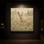 Beige & Sage Hare Woodland Nursery Wall Art Canvas Print - Image 7