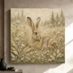Beige & Sage Hare Woodland Nursery Wall Art Canvas Print - Image 9