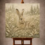 Beige & Sage Hare Woodland Nursery Wall Art Canvas Print - Image 10