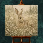 Beige & Sage Hare Woodland Nursery Wall Art Canvas Print - Image 11